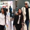 Françoise Thibault, la mère de Laeticia Hallyday, Jade, Joy, Laeticia Hallyday, jimmy Refas - Laeticia Hallyday arrive en famille avec ses filles et sa mère à l'aéroport Roissy CDG le 19 novembre 2019.