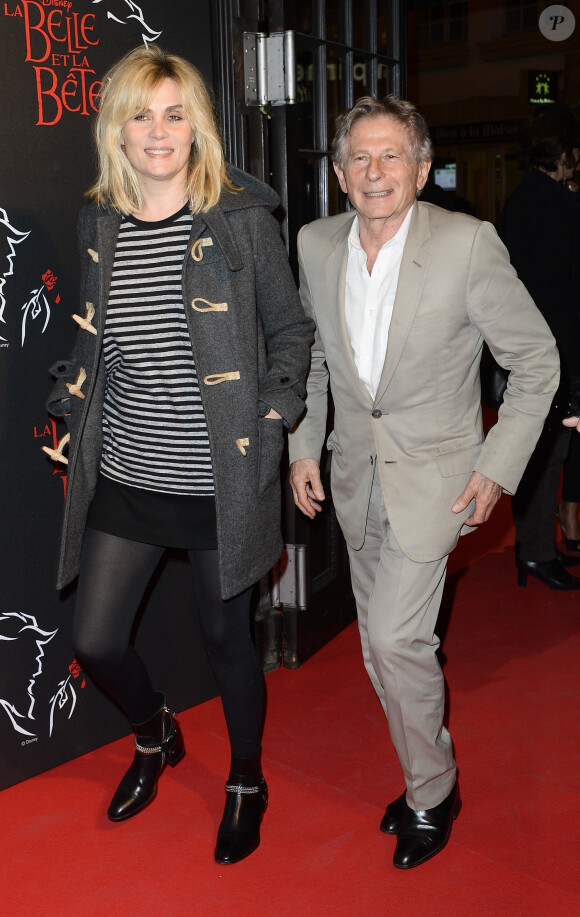 Emmanuelle Seigner et Roman Polanski - People a la generale de la comedie musicale "La Belle et la Bete" au Theatre Mogador a Paris le 24 octobre 2013.