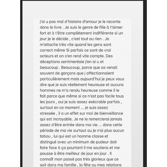 Aurélie Dotremont fait une tendre déclaration à son chéri, sur Instagram le 4 décembre 2019.