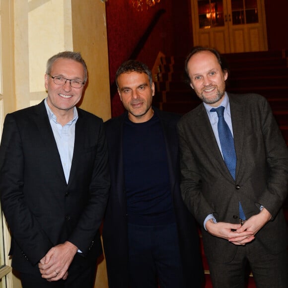 Laurent Ruquier, Steve Suissa et Jean-Marc Dumontet - Générale de la pièce "A droite, à gauche" au Théâtre des Variétés à Paris le 12 octobre 2016. © Coadic Guirec/Bestimage