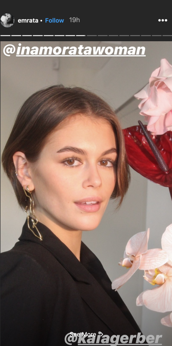 Kaia Gerber assiste au lancement des nouvelles boucles d'oreilles de la marque Inamorata. Décembre 2019.