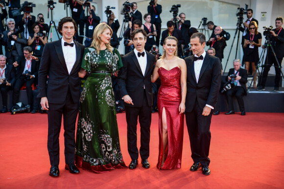 David Heyman, Scarlett Johansson, Noah Baumbach, Laura Dern and Adam Driver lors de la première du film "Marriage Story" lors du 76e festival du film de Venise, la Mostra, sur le Lido au Palais du cinéma de Venise, Italie, le 29 août 2019.
