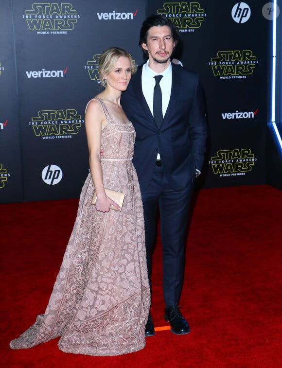 Adam Driver et sa femme Joanne Tucker à la soirée "Star Wars: The Force Awakens" à Hollywood, le 14 décembre 2015.