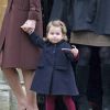 La princesse Charlotte de Cambridge - Cette année, le duc et la duchesse de Cambridge n'ont pas rejoint le reste de la famille royale britannique à Sandringham. Ils ont réveillonné à Englefield, Berkshire, Royaume Uni, chez les Midlleton et sont allés en famille à la messe de Noël ce dimanche 25 décembre 2016
