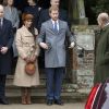 Le prince William, Kate Middleton (enceinte), Meghan Markle et le prince Harry - La famille royale d'Angleterre arrive à la messe de Noël à l'église Sainte-Marie-Madeleine à Sandringham, le 25 décembre 2017.