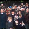 Diana et ses fils les princes William et Harry à la messe de Noël de Sandringham en 1994.