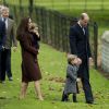 Le prince William, Catherine Kate Middleton, leurs enfants le prince George de Cambridge et la princesse Charlotte de Cambridge, James Midldleton - Le duc et la duchesse de Cambridge en famille à la messe de Noël à Englefield le 25 décembre 2016.