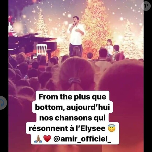 Amir au Noël de l'Elysée, le 18 décembre 2019.