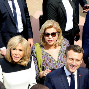 Alassane Ouattara, président de la République de Côte d'Ivoire, Dominique Ouattara, Première dame, Emmanuel Macron, président de la République française, Brigitte Macron, Première dame - Déplacement en Côte d'Ivoire - Arrivées à l'aéroport de Bouaké, le 22 décembre 2019. © Dominique Jacovides / Bestimage