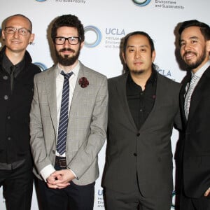 Chester Bennington, Mike Shinoda, Joe Hahn, Brad Delson du groupe Linkin Park - Soirée "Environmental Excellence" à Beverly Hills. Le 21 mars 2014
