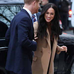 Meghan Markle et le prince Harry à la Maison du Canada, à Londres, le 7 janvier 2020.