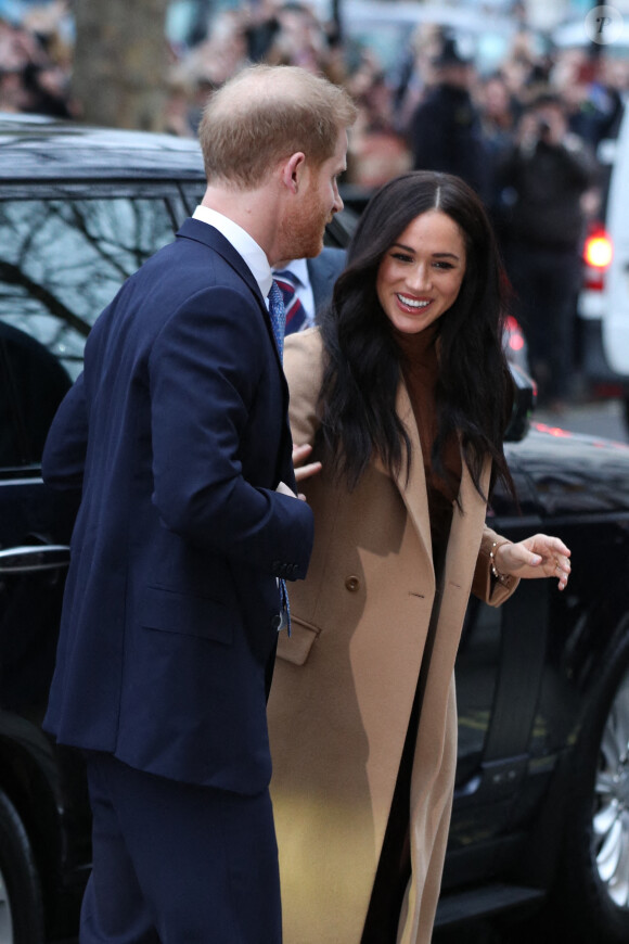 Meghan Markle et le prince Harry à la Maison du Canada, à Londres, le 7 janvier 2020.