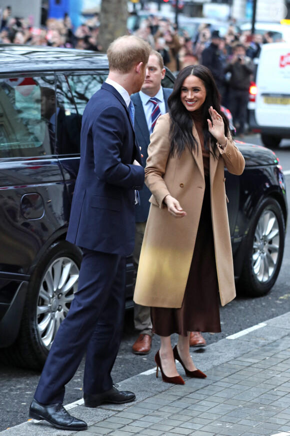 Meghan Markle et le prince Harry à la Maison du Canada, à Londres, le 7 janvier 2020.
