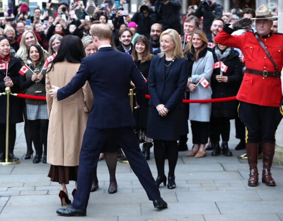 Meghan Markle et le prince Harry à la Maison du Canada, à Londres, le 7 janvier 2020.