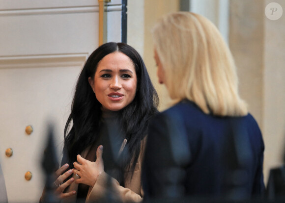 Meghan Markle et le prince Harry à la Maison du Canada, à Londres, le 7 janvier 2020.