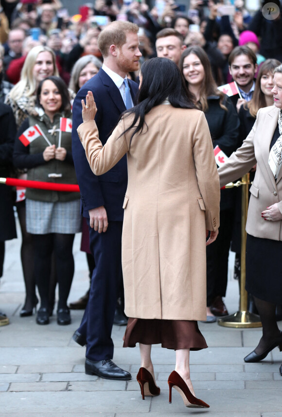 Meghan Markle et le prince Harry à la Maison du Canada, à Londres, le 7 janvier 2020.