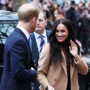 Meghan Markle et le prince Harry à la Maison du Canada, à Londres, le 7 janvier 2020.