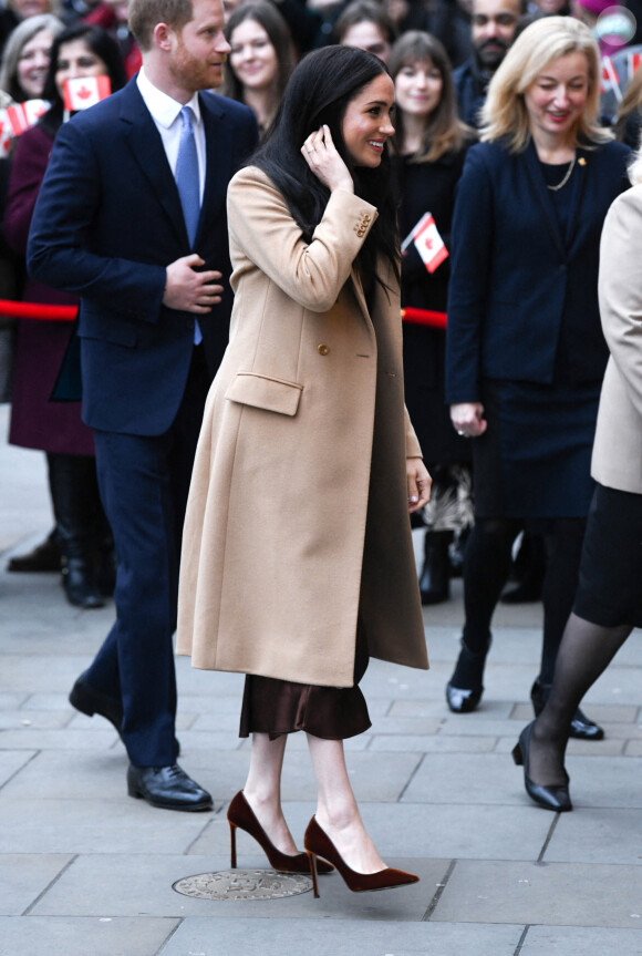 Meghan Markle et le prince Harry à la Maison du Canada, à Londres, le 7 janvier 2020.