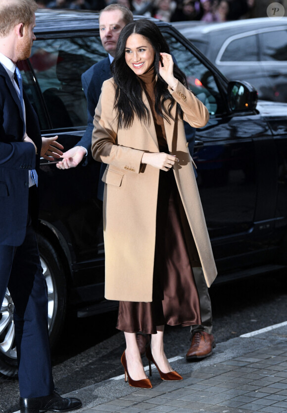 Meghan Markle et le prince Harry à la Maison du Canada, à Londres, le 7 janvier 2020.