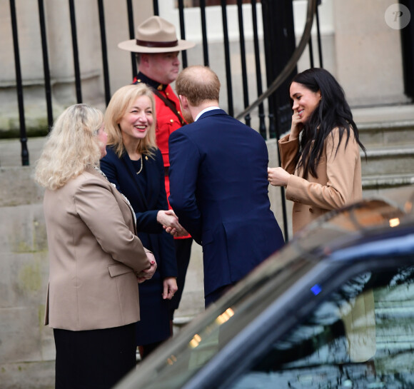 Le prince Harry, duc de Sussex, et Meghan Markle, duchesse de Sussex, à leur arrivée à la Canada House à Londres. Le 7 janvier 2020