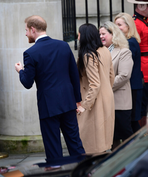 Le prince Harry, duc de Sussex, et Meghan Markle, duchesse de Sussex, à leur arrivée à la Canada House à Londres. Le 7 janvier 2020