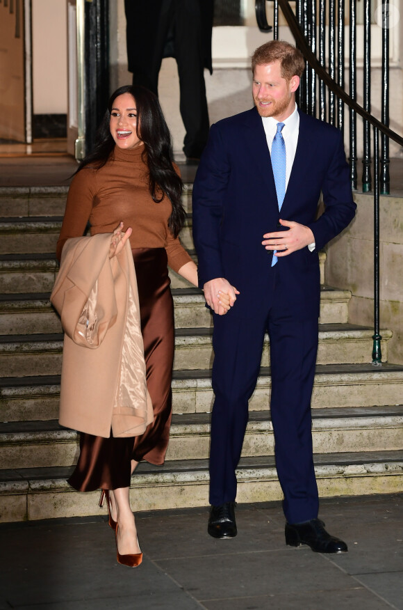 Meghan Markle, duchesse de Sussex, et le prince Harry, duc de Sussex, ont honoré leur premier engagement de l'année, en se rendant à la Canada House à Londres. Le 7 janvier 2020.