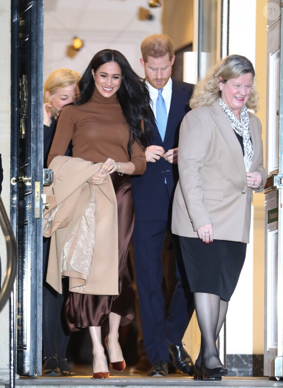 Meghan Markle, duchesse de Sussex, et le prince Harry, duc de Sussex, ont honoré leur premier engagement de l'année, en se rendant à la Canada House à Londres. Le 7 janvier 2020.