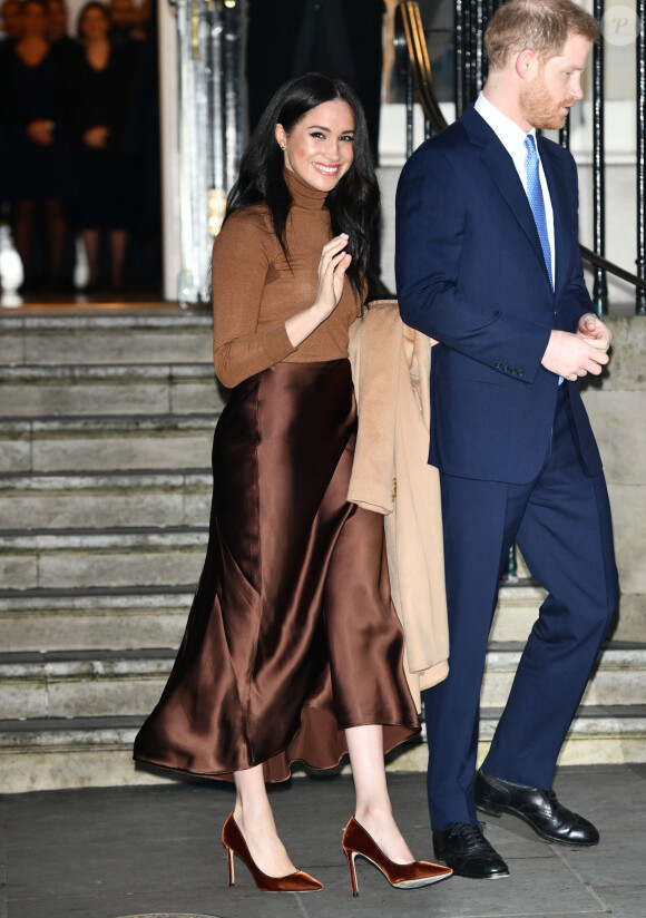 Meghan Markle, duchesse de Sussex, et le prince Harry, duc de Sussex, ont honoré leur premier engagement de l'année, en se rendant à la Canada House à Londres. Le 7 janvier 2020.