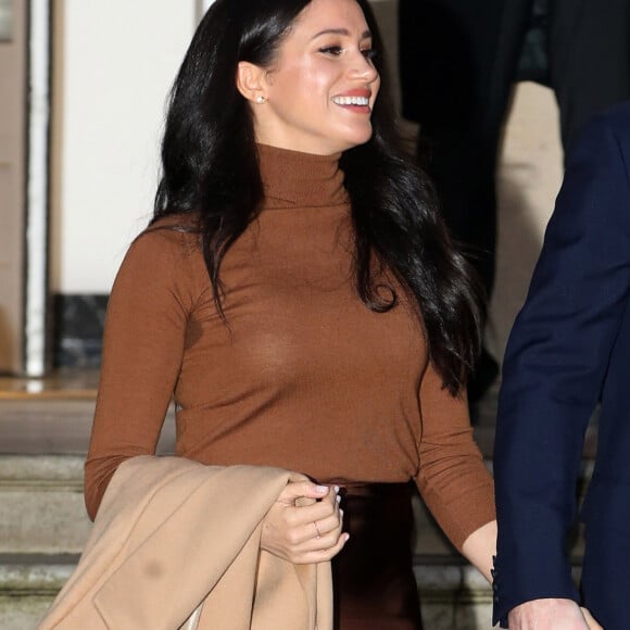 Meghan Markle, duchesse de Sussex, une tache de transpiration sous le bras, a honoré son premier engagement de l'année, en se rendant à la Canada House à Londres. Le 7 janvier 2020.