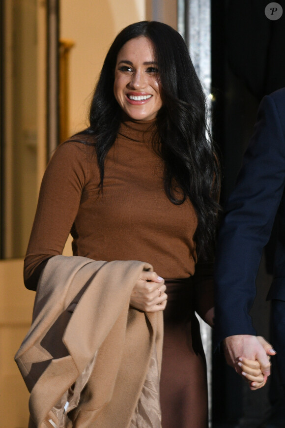 Meghan Markle, duchesse de Sussex, et le prince Harry, duc de Sussex, ont honoré leur premier engagement de l'année, en se rendant à la Canada House à Londres. Le 7 janvier 2020.