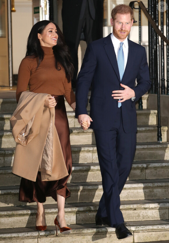 Meghan Markle, duchesse de Sussex, et le prince Harry, duc de Sussex, ont honoré leur premier engagement de l'année, en se rendant à la Canada House à Londres. Le 7 janvier 2020.