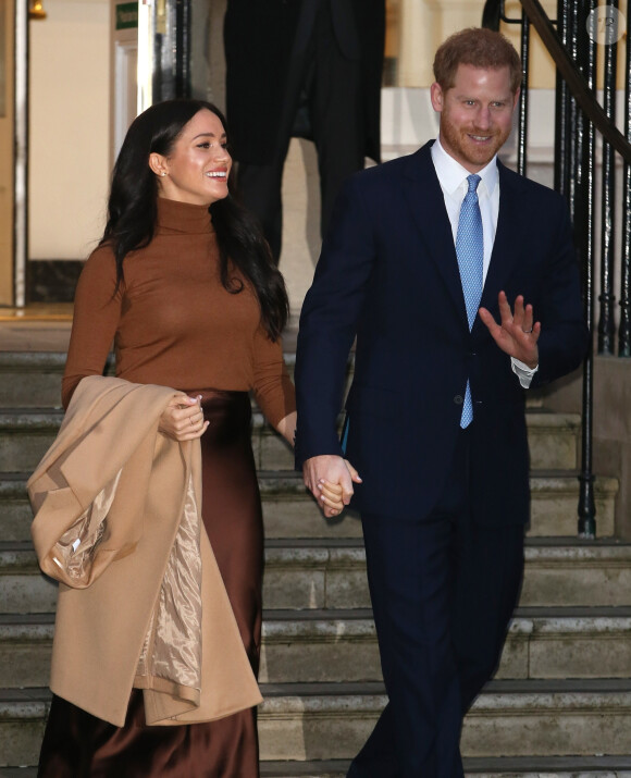 Meghan Markle, duchesse de Sussex, et le prince Harry, duc de Sussex, ont honoré leur premier engagement de l'année, en se rendant à la Canada House à Londres. Le 7 janvier 2020  London, UNITED KINGDOM - Meghan Markle, Duchess of Sussex & Duke Of Sussex Prince Harry leaving Canada House ion London after they return to Royal Duty in London.07/01/2020 - Londres