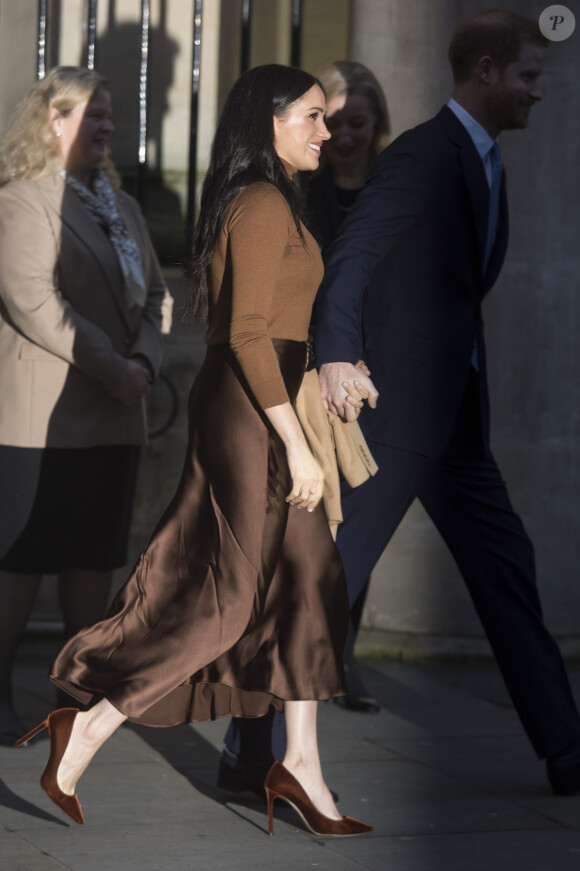 Meghan Markle et le prince Harry en visite à la Canada House à Londres le 7 janvier 2020.