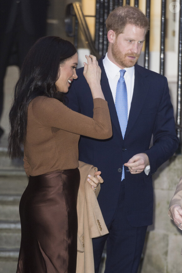 Meghan Markle et le prince Harry en visite à la Canada House à Londres le 7 janvier 2020.