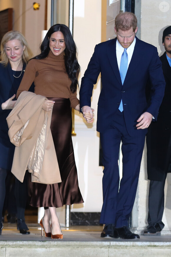 Meghan Markle et le prince Harry en visite à la Canada House à Londres le 7 janvier 2020.