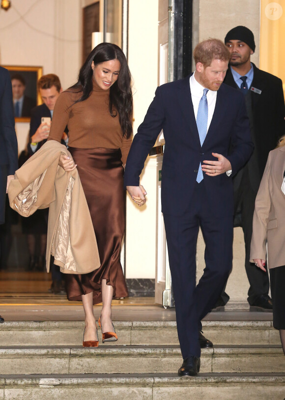 Meghan Markle et le prince Harry en visite à la Canada House à Londres le 7 janvier 2020.