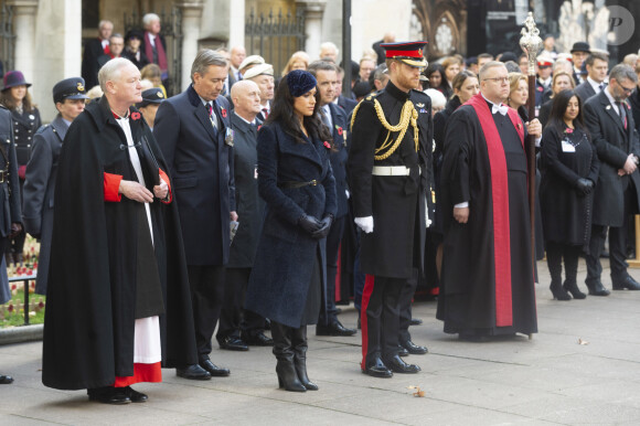 Le prince Harry, duc de Sussex, et Meghan Markle, duchesse de Sussex, assistent au 'Remembrance Day', une cérémonie d'hommage à tous ceux qui sont battus pour la Grande-Bretagne, à Westminster Abbey, le 7 novembre 2019.