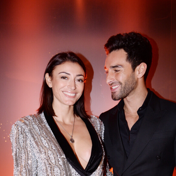 Exclusif - Rachel Legrain-Trapani (Miss France 2007) et son compagnon Valentin Leonard - Soirée de lancement du nouveau parfum Boss "The scent absolute" à l'hôtel Mandarin Oriental à Paris le 13 novembre 2019. © Rachid Bellak/Bestimage