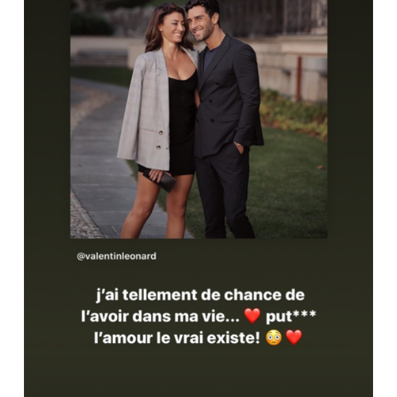 Rachel Legrain-Trapani a partagé cette photo d'elle et de son chéri Valentin Léonard avec un tendre message en story Instagram, le 13 octobre 2019