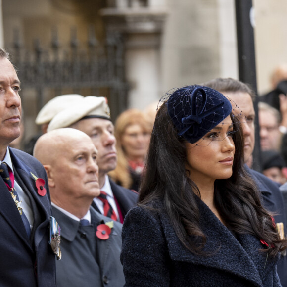 Le prince Harry, duc de Sussex, et Meghan Markle, duchesse de Sussex, assistent au 91ème 'Remembrance Day', une cérémonie d'hommage à tous ceux qui sont battus pour la Grande-Bretagne, à Westminster Abbey, le 7 novembre 2019.