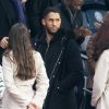 Tony Yoka et sa femme Estelle Mossely (enceinte de son deuxième enfant) de nouveau ensemble dans les tribunes lors du match de Ligue 1 opposant le Paris Saint-Germain à l'AS Monaco au Parc des Princes à Paris, France, le 12 janvier 2020. Le PSG fait match nul face à l'AS Monaco (3-3).