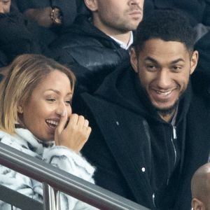 Après avoir été séparés quelque temps, Tony Yoka et sa femme Estelle Mossely (enceinte de son deuxième enfant) sont de nouveau ensemble. Ils ont été vus dans les tribunes lors du match de Ligue 1 opposant le Paris Saint-Germain à l'AS Monaco au Parc des Princes à Paris, France, le 12 janvier 2020. Le PSG fait match nul face à l'AS Monaco (3-3).