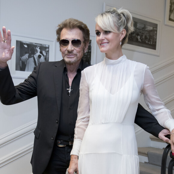 Johnny Hallyday et sa femme Laeticia Hallyday - People au défilé de mode Haute-Couture automne-hiver 2016/2017 "Christian Dior" à Paris. Le 4 juillet 2016 © Olivier Borde / Bestimage