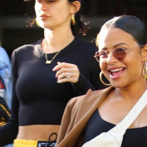 Exclusif - Christina Milian enceinte a déjeuné avec son amie Nicole Williams au restaurant Ivy à los Angeles le 14 janvier 2020.