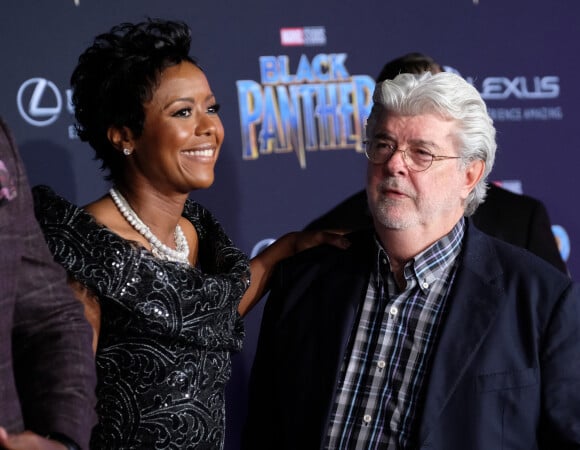 George Lucas et sa femme Mellody Hobson à la première de "Black Panther" à Hollywood, le 29 janvier 2018 © Chris Delmas/Bestimage