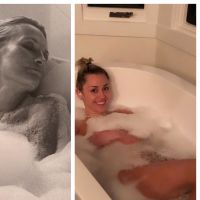 Estelle Lefébure vs Miley Cyrus dans leur bain : deux baignoires, deux ambiances