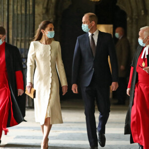 Le prince William, duc de Cambridge, et Catherine (Kate) Middleton, duchesse de Cambridge, lors d'une visite au centre de vaccination de l'abbaye de Westminster à Londres, Royaume Uni, le 23 mars 2021.