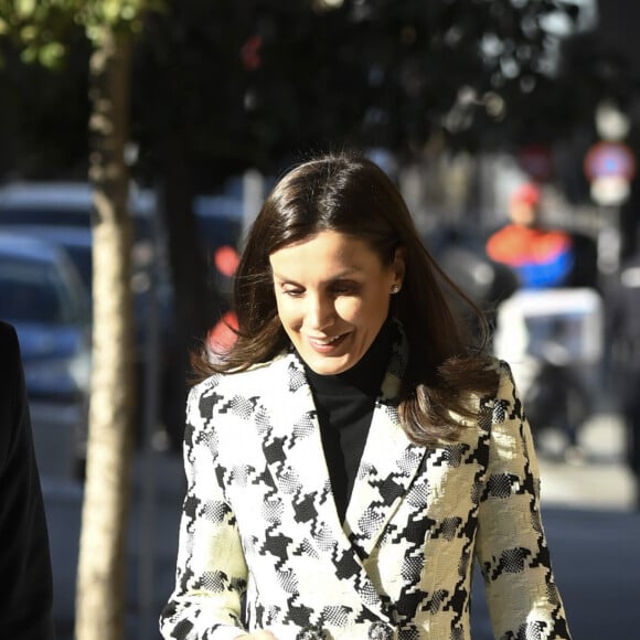 La reine Letizia d'Espagne le 9 janvier 2020 de sortie pour une réunion de travail de la Fédération espagnole des maladies rares