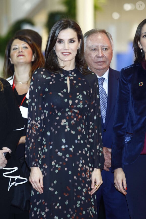 Photo La reine Letizia d Espagne dans la robe Massimo Dutti qu