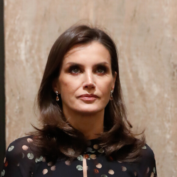 La reine Letizia d'Espagne (en robe Massimo Dutti) lors d'une visite officielle au LG Science Park à Séoul en Corée du Sud à Séoul le jeudi 24 octobre 2019.